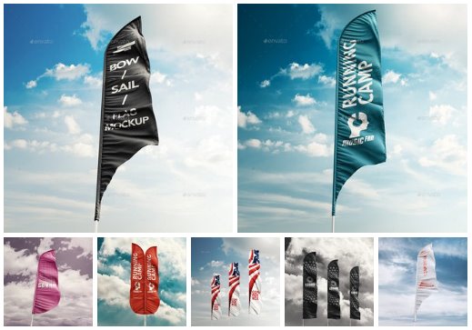 Download 3d Feather Flags Bow Sail Flag Mockups Downtr Full