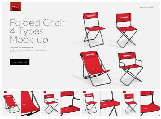 Folded Chair 4 Types Mockup Set