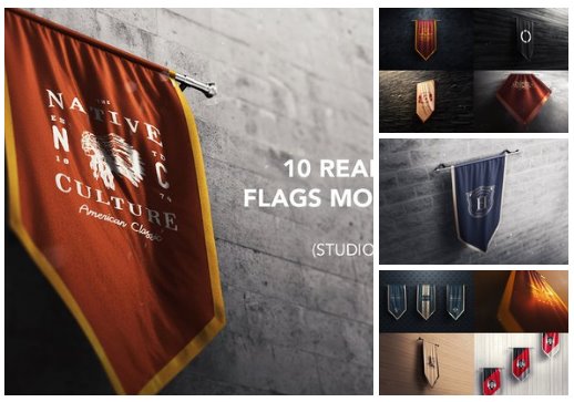 10 Realistic 3D Flags Mockups