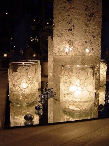 lace wrapped candle holders