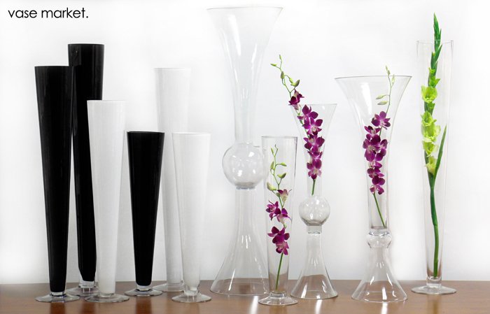 Glass Clarinet Trumpet Vases: Straight sides, tapered, and reversible